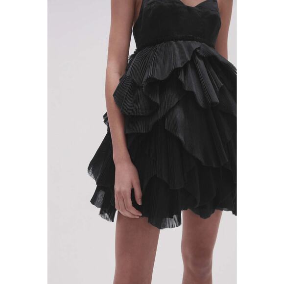AJE.  black ELSIE PLEAT MINI PARTY DRESS size 8 - Picture 3 of 13